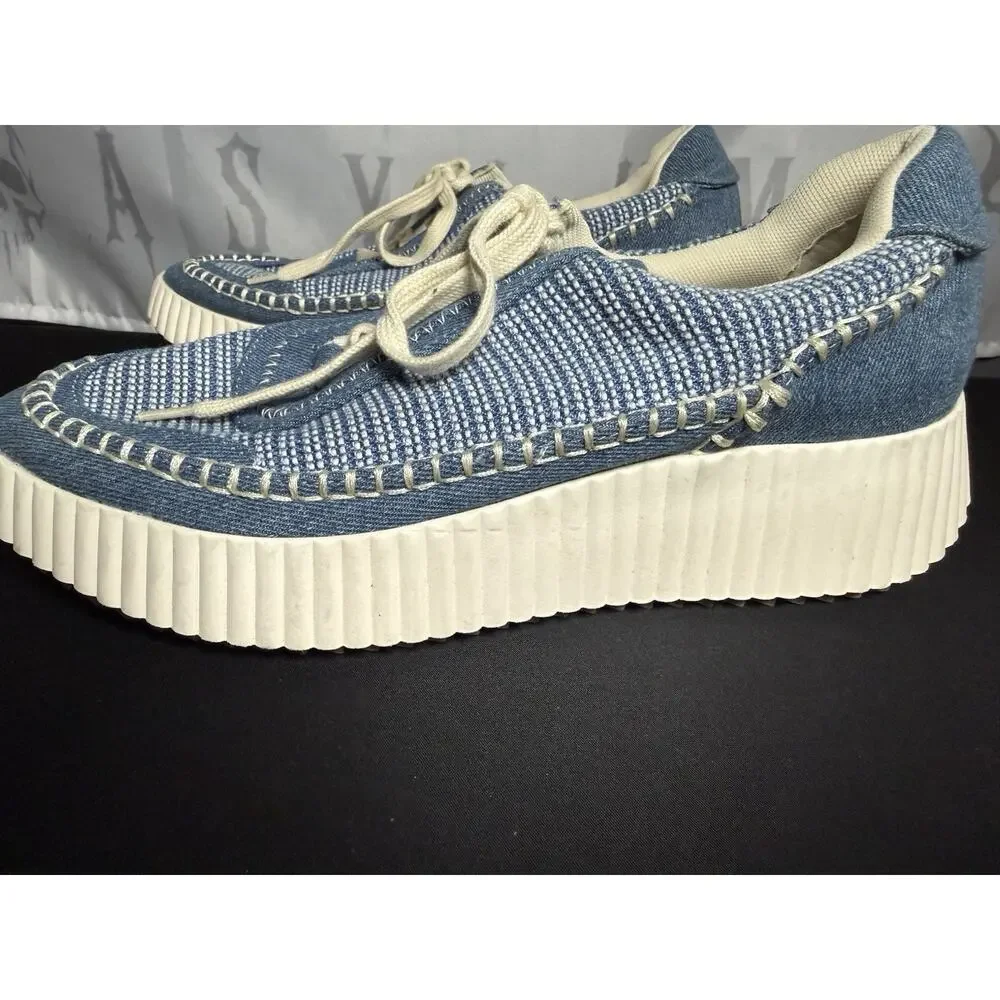 Dolce Vita Dolan Platform Sneakers Blue Denim Knit Colorway Women’s 11 MRSP $150